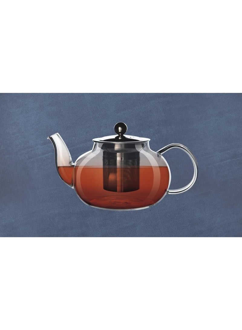 أوركيد إبريق شاي زجاجي من زجاج البوروسيليكات من أوركيد نيوفلام مع مصفاة من الفولاذ المقاوم للصدأ، إبريق زجاجي مقاوم للحرارة لتحضير الشاي السائب والأعشاب، مقبض متين، إبريق شاي آمن للاستخدام على الموقد (600 مل) - Image 2