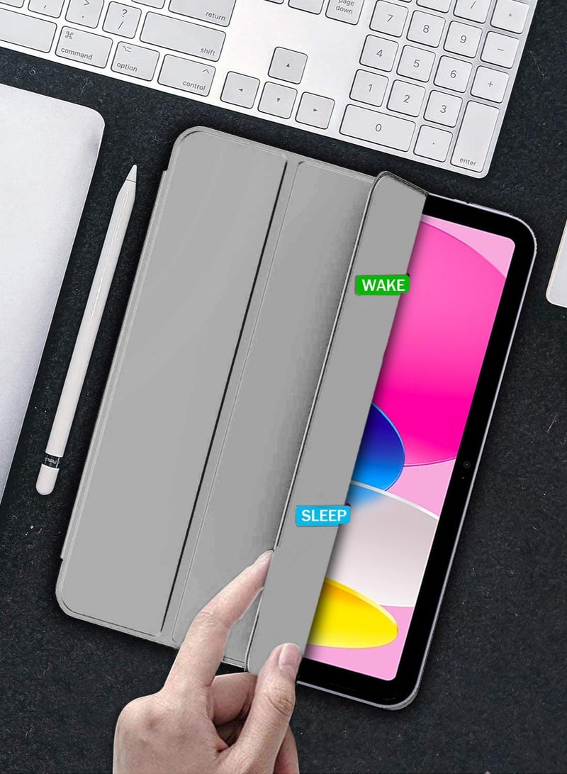 Wtech Apple iPad 10 2022 10.9 Inch 10th Generation 2022 / Apple iPad 11th Gen 2025 / Apple iPad 11-inch (A16) 2025 Smart Flip Auto Wake / Sleep with Pen Holder Back Case Cover - Grey - Image 3