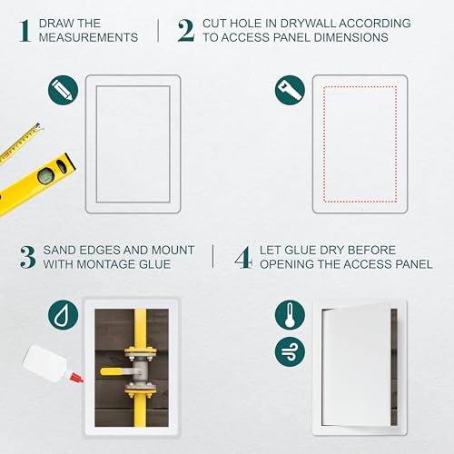 ECOPRO VENT لوحة وصول بلاستيكية بيضاء ECOPRO 8" x 12". لوحة باب عمود الخدمة. لوحة وصول للسباكة، الكهرباء، التدفئة، إنذار الجدران للجدران الجافة. غطاء فتحة وصول خدمات الحمام. - Image 3