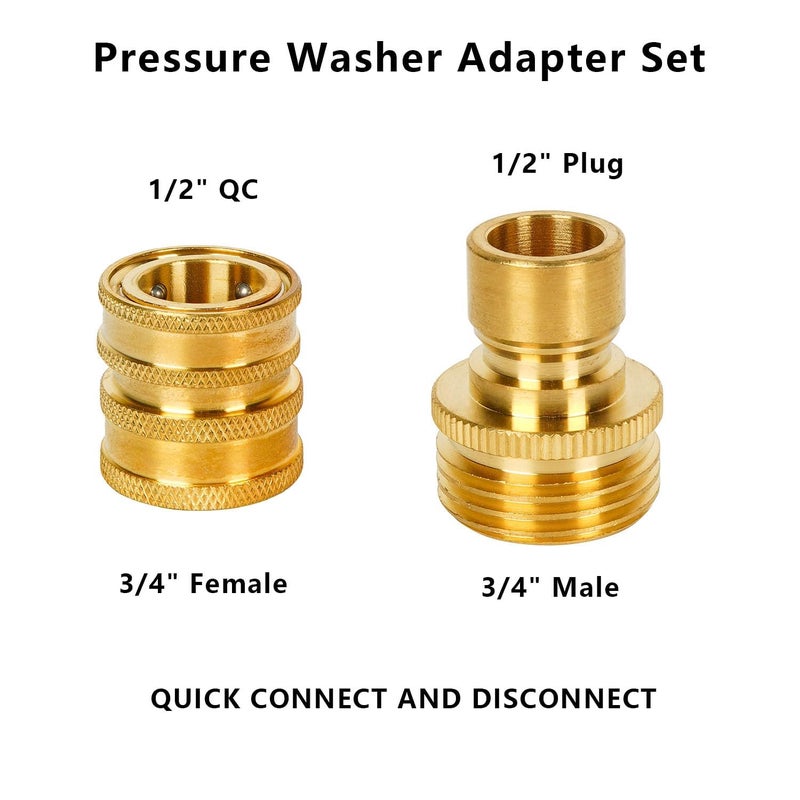 MINGOU Pressure Washer Quick Connect Kit, M22 to 3/8" Quick Connect, Pressure Washer Adapter Set, M22 14mm Quick Connect Swivel Fittings, 3/4" to Quick Release (Brass) - Image 4