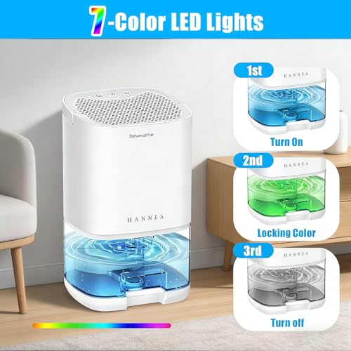 HANNEA® Dehumidifier Daily Dehumidification Capacity Up to 350ML Dehumidifier for Room Moisture for Spaces Between 50-280 ft² for Wardrobe, Basement, Bedroom Full of Water Auto Shut Off - Image 3