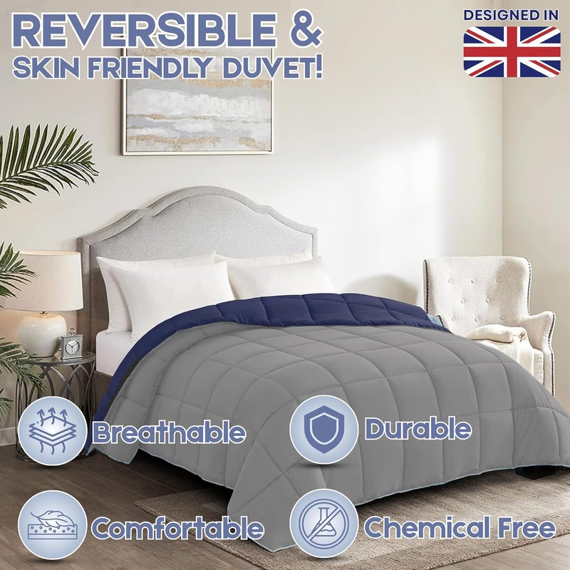 FOAM CRAFT 3 Piece Bed Comforter Set - Navy/Grey King Size Duvet with 2 Pillow Shams - Image 5