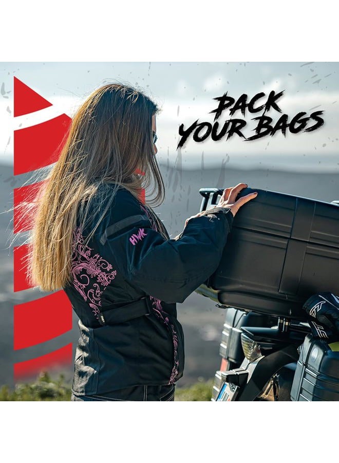 HWK Adventure/Touring Motorcycle Jacket for Women, Women's Motorcycle Jacket with CE Armor for Enduro Motorbike Riding, Black/Pink, 3XL - Image 2