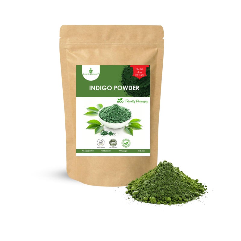 Cosmic Element Organic Indigo Powder for Hair Natural Indigo Hair Dye for Men Women NonGMO Vegan Color Boosting Powder for Growth Great for Soap Making DIY Beauty 4oz