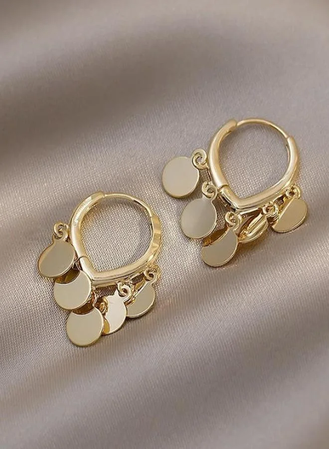 تايك تو Gold Coin Charm Hoop Earrings