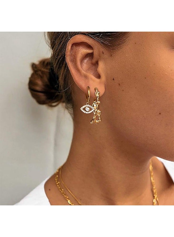 Mevecco Women Gold Huggie Hoop Earrings Dangle Drop 14K Gold Filled Small Boho Beach Simple Delicate Handmade Hypoallergenic Jewelry Gift - Image 2