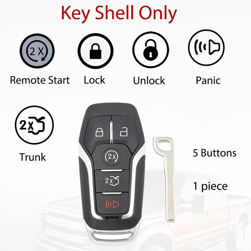 MechanMagic Smart Key Fob Shell Case Cover Replacement Fit for Ford F150 Explorer Mustang Edge Fusion Lincoln MKX MKC MKZ Keyless Entry Remote 5 Buttons Pad Key Cover 2013 2014 2015 2016 2017 - Image 4