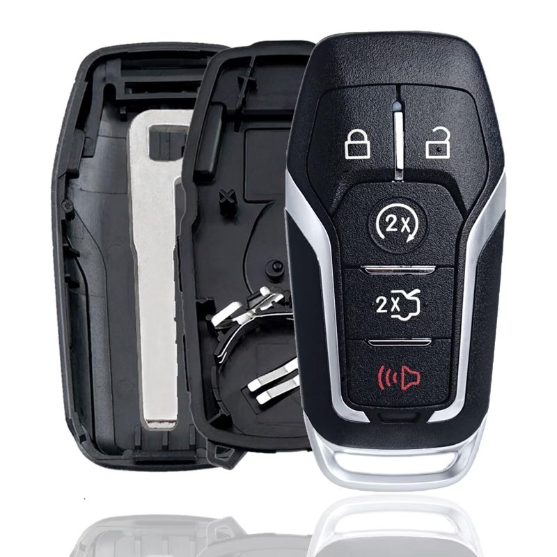 MechanMagic Smart Key Fob Shell Case Cover Replacement Fit for Ford F150 Explorer Mustang Edge Fusion Lincoln MKX MKC MKZ Keyless Entry Remote 5 Buttons Pad Key Cover 2013 2014 2015 2016 2017 - Image 1
