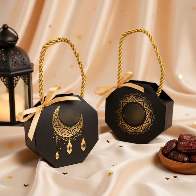 8pcs Ramadan Castle Gift Boxes with Rope and Ribbon for Eid Al Fitr Party Favors - Image 1