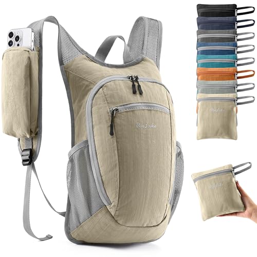 Uselike 10L Small Hiking Backpack Travel Daypack Lightweight Packable Back Pack for Women Men(Beige) - Image 1