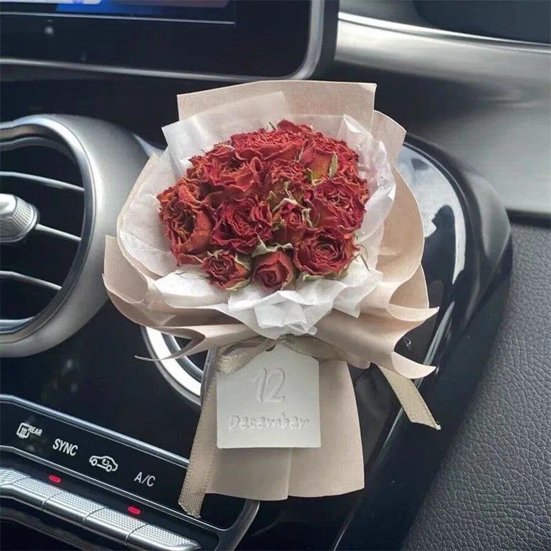 Bluejw Natural Dried Car Rose Mini Bouquet Stems with Dried Cotton Flowers – Artificial Dried Plants for Indoor Outdoor Home Decor, Rustic Floral Arrangement - Image 4
