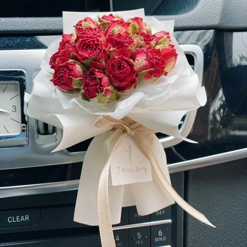 Bluejw Natural Dried Car Rose Mini Bouquet Stems with Dried Cotton Flowers – Artificial Dried Plants for Indoor Outdoor Home Decor, Rustic Floral Arrangement - Image 3