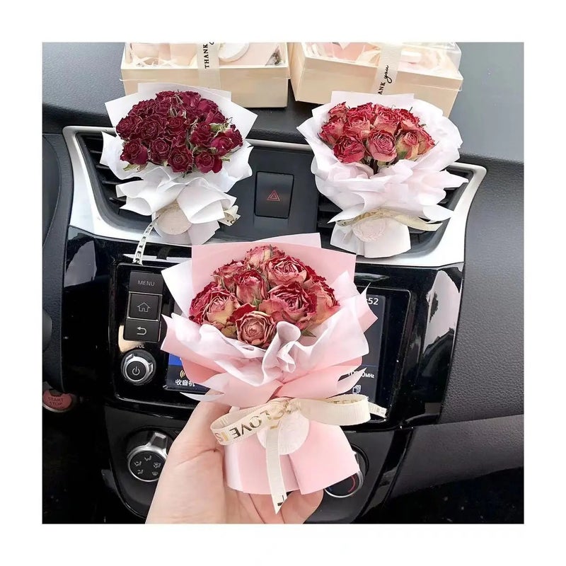 Bluejw Natural Dried Car Rose Mini Bouquet Stems with Dried Cotton Flowers – Artificial Dried Plants for Indoor Outdoor Home Decor, Rustic Floral Arrangement - Image 2