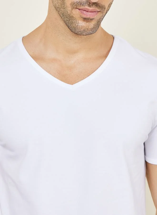 ستايلي Pack of 2 - Cotton Stretch V Neck Short Sleeves Vest