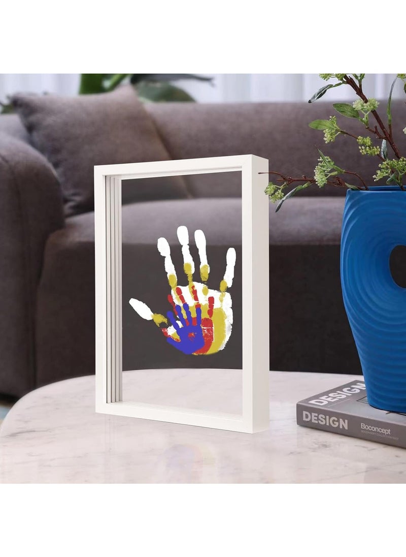 Hihonor Family Handprint Kit, DIY Craft Keepsake Wooden Frame, Endless Gift Set, Non-Toxic Paints, Transparent Sheets (White) - Image 1