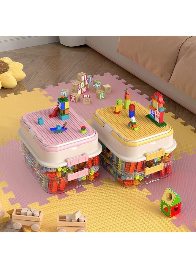 Two Tier Green Modular Plastic Toy Storage Box Stackable With Lids Adjustable Compartments - Image 3