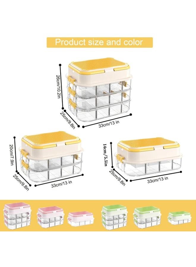 Two Tier Green Modular Plastic Toy Storage Box Stackable With Lids Adjustable Compartments - Image 4