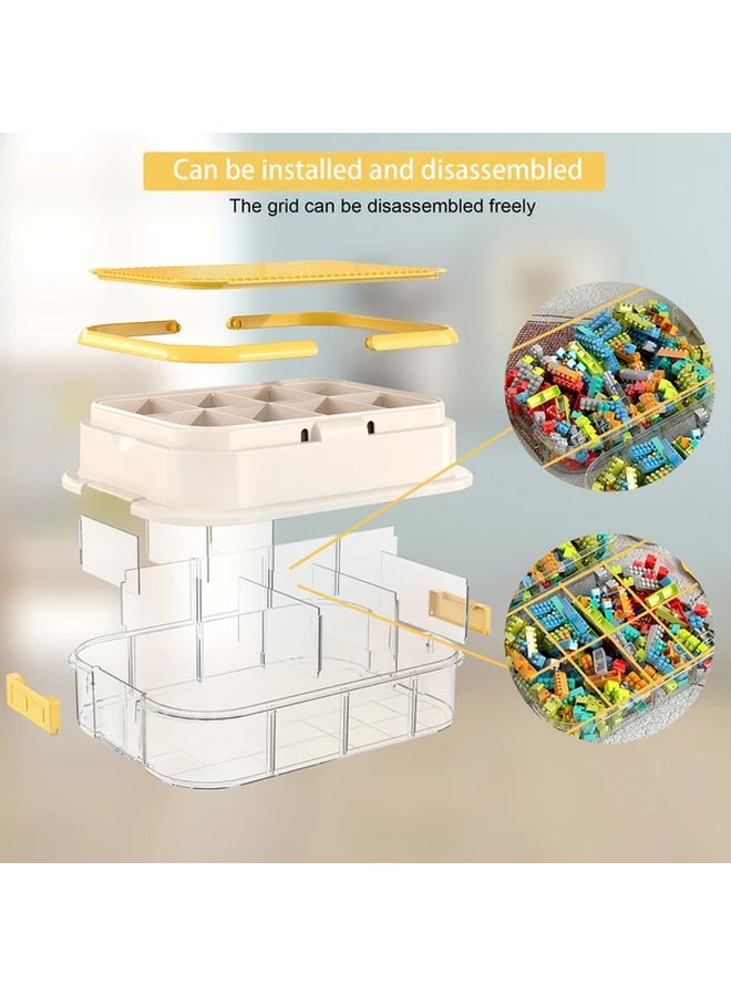Two Tier Green Modular Plastic Toy Storage Box Stackable With Lids Adjustable Compartments - Image 5