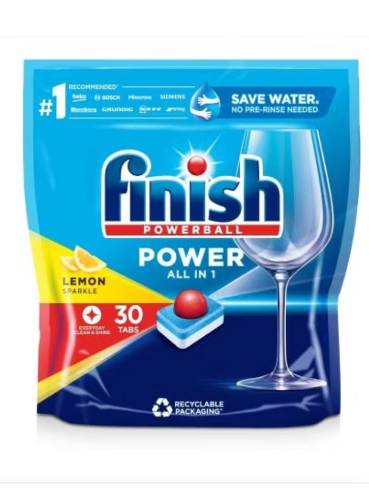 فنيش فينيش باور بول باور الكل في واحد بنكهة الليمون الفوار - 30 قرصًا