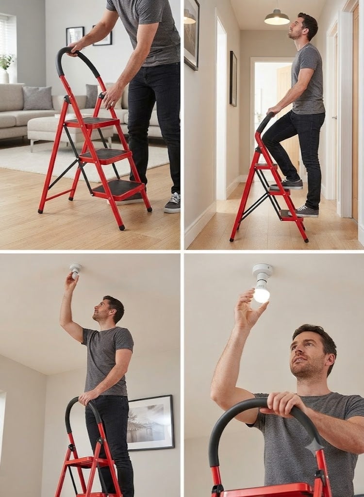 Hawk King 3 Steps Folding Steel Ladder - Image 2