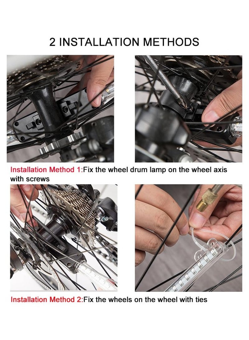 SYOSI 2 Pcs Bike Wheel Lights Waterproof Rechargeable LED Spoke Tire Light with 64pc Led Beads and 30 Eye Catching Patterns Ideal Rim for Mountain Road Bikes BMX Hybrid 16.3inch - Image 5