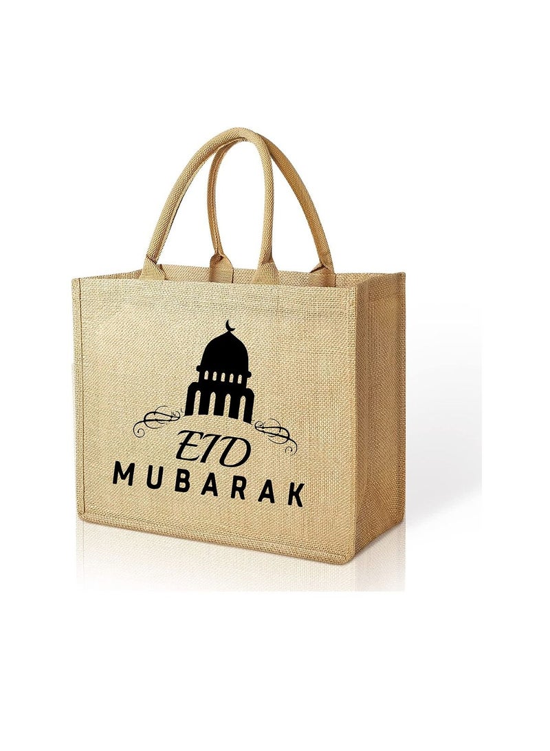 PRINTSHOP4ME Eid Mubarak Design Printed Reusable Tote Or Jute Bag - Image 1