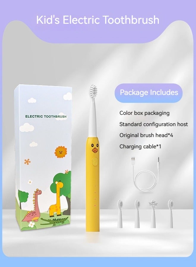 فرشاة أسنان كهربائية Yellow Duck Kids Sonic ، للأولاد والبنات من سن 3 إلى 12 عامًا مع تذكير كل 30 ثانية ، ومؤقت لمدة دقيقتين ، ومحرك 20000/دقيقة ، و3 أوضاع ، وبطارية تدوم 100 يوم ، ومقاومة للماء بمعيار IPX7 - Image 1