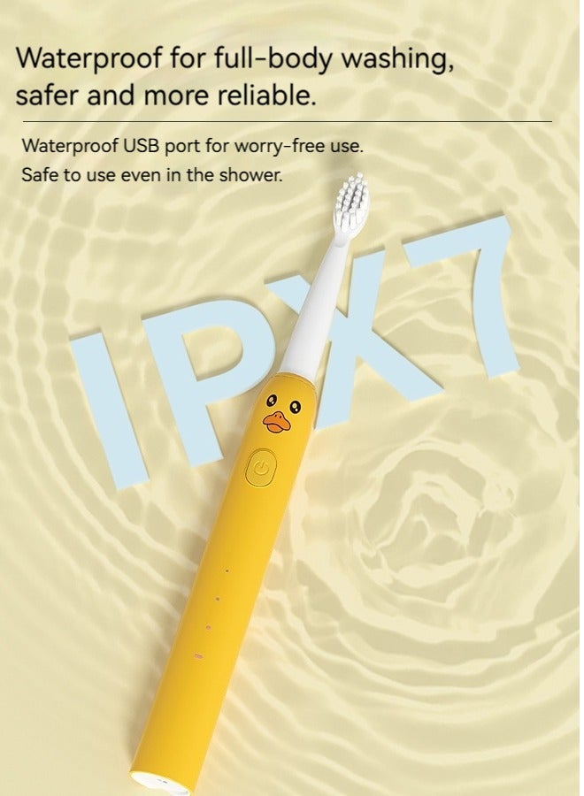 فرشاة أسنان كهربائية Yellow Duck Kids Sonic ، للأولاد والبنات من سن 3 إلى 12 عامًا مع تذكير كل 30 ثانية ، ومؤقت لمدة دقيقتين ، ومحرك 20000/دقيقة ، و3 أوضاع ، وبطارية تدوم 100 يوم ، ومقاومة للماء بمعيار IPX7 - Image 5