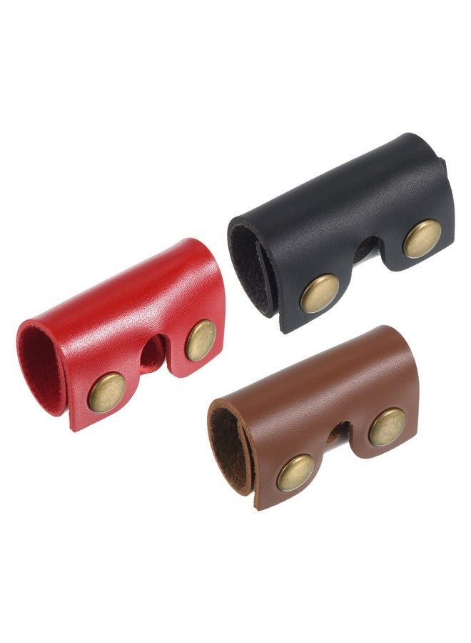 PATIKIL Leather Razor Head Protecting Cover, 3-In-1 Safety Razor Head Protecting Sheath Shaver Tip Cover For Travel, Red Black Brown - Image 1