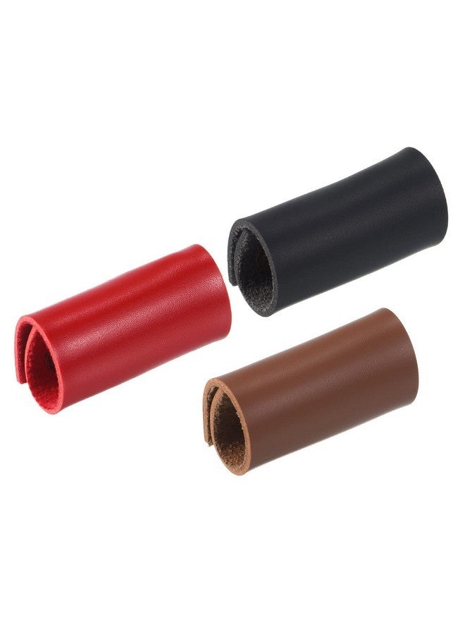 PATIKIL Leather Razor Head Protecting Cover, 3-In-1 Safety Razor Head Protecting Sheath Shaver Tip Cover For Travel, Red Black Brown - Image 4