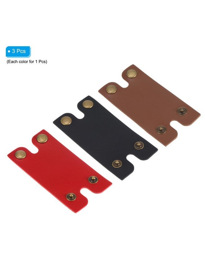 PATIKIL Leather Razor Head Protecting Cover, 3-In-1 Safety Razor Head Protecting Sheath Shaver Tip Cover For Travel, Red Black Brown - Image 3