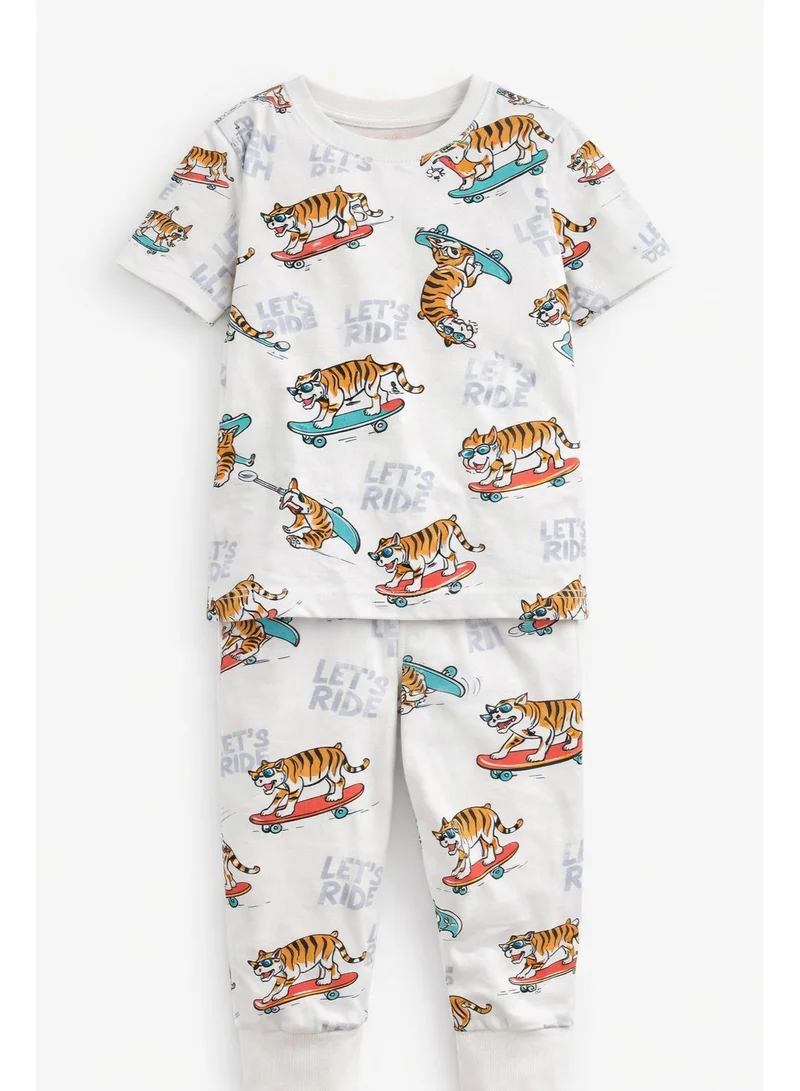فكتور اند جين Boys’ Pajama Set – Playful Animal Print Cotton Nightwear (2-Piece Set)