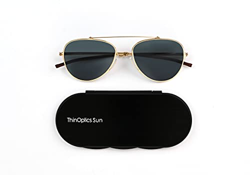ThinOptics Milano Aluminum Case + Aviator Sunglasses, Gold Frame/G15 Lens, 54 mm - Image 2