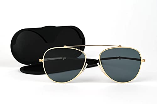 ThinOptics Milano Aluminum Case + Aviator Sunglasses, Gold Frame/G15 Lens, 54 mm - Image 3