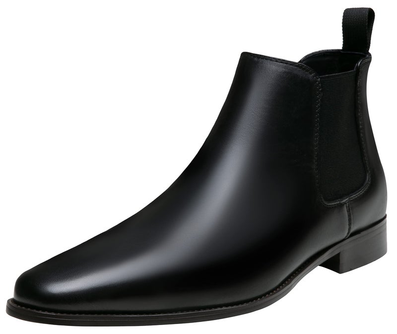 Jousen Chelsea Boots Men Polished Leather Dress Boots Stylish Classic Retro Slip On Boots for Men Black(AMY8156A Black 10.5) - Image 1