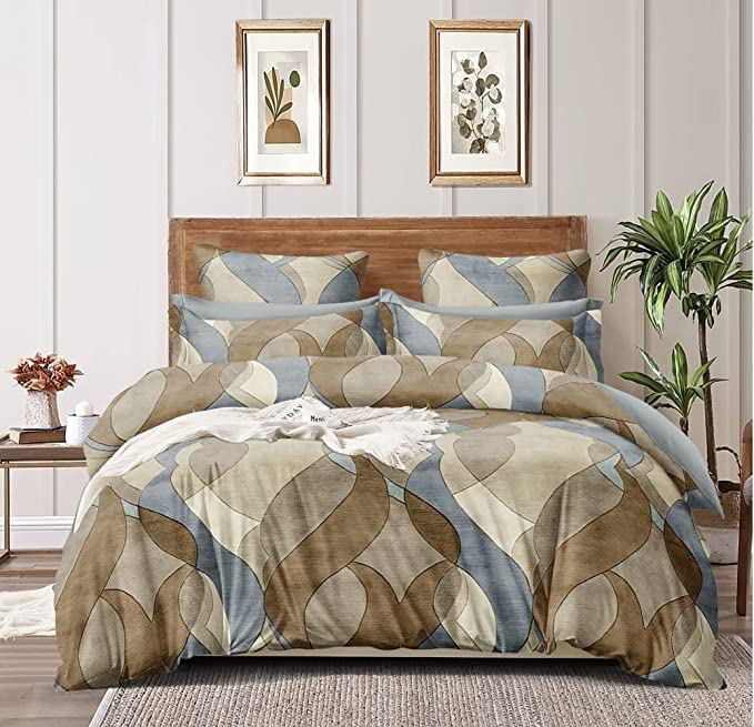 TIB The Intellect Bazaar Glace Cotton Reversible AC Comforter Set for Single Bed || Single AC Dohar ||Single AC Quilt -Camel Multi