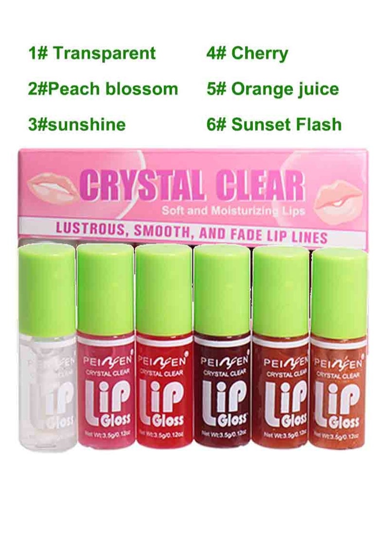 PEINFEN Crystal Clear Lip Gloss Set, Soft Moisturizing Glossy Liquid Lipstick, Hydrating Non-Sticky Plumping Lip Oil, Lip Makeup Gift for Women & Girls 6Pcs  - Image 1
