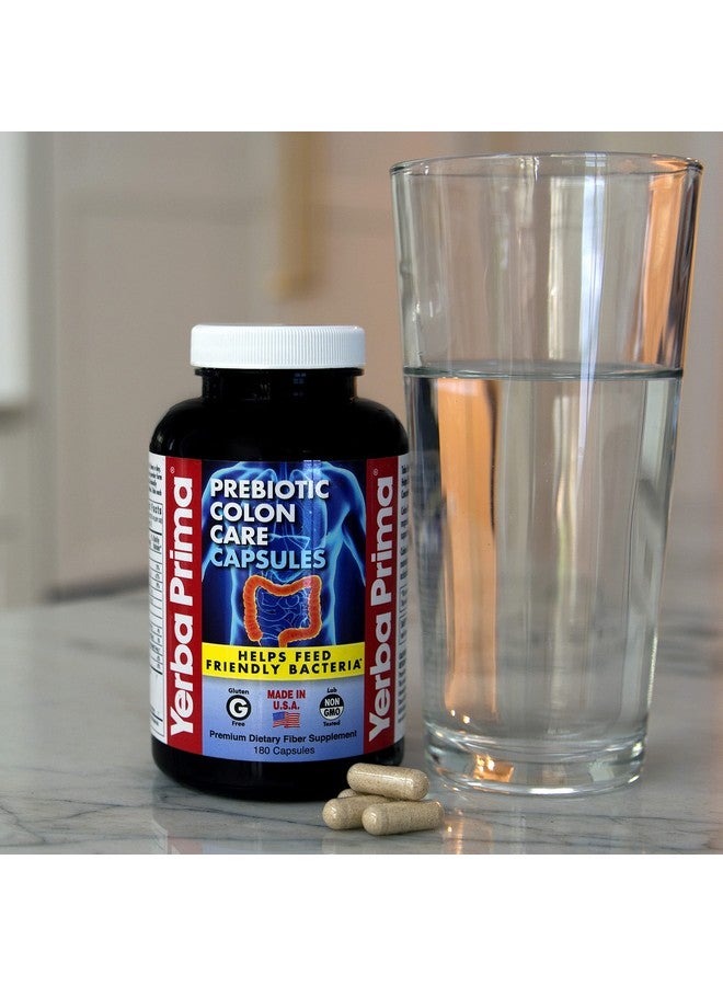 Yerba Prima Prebiotic Colon Care Capsules - 180 Count (Pack of 2), Gluten Free, Proudly Made in The USA, Non-GMO, Soluble & Insoluble Fiber, Supports A Healthy Functioning Colon - Image 5