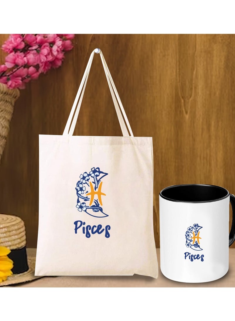 PRINTSHOP4ME Zodiac Pack of 2 Combo - Eco-Friendly Cotton Tote Bag and Two-Tone Coffee Mug Set - Perfect Astrology Gift - GiftSet for Astrology Fans - Image 3