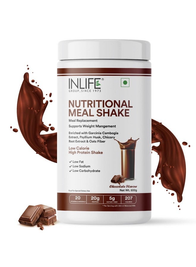 INLIFE Meal Replacement Shake | Weight Management, Nutritional Meal Protein Shake | Sugar Free, 20g Protein, 5g Fiber, 207 Calories, 500g (Chocolate) - Image 1