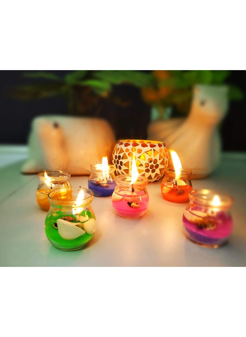 KARTIK eCraftstreet Mini Matka Gel Glass Candles Pack of 12 Smokeless Unscented Mini Matka Glass Gel Candles for Home Decoration Celebrations Burning Time 2hr3hrs Multicolor Pack of 12  - Image 3
