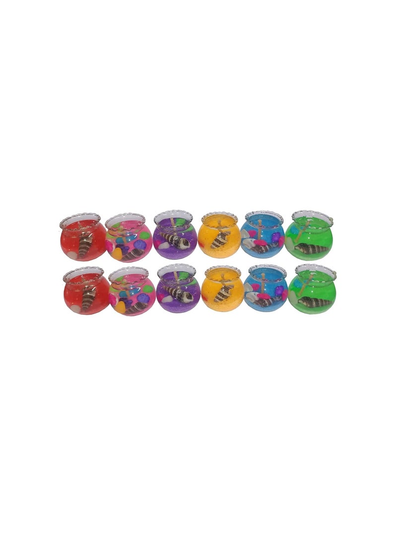 KARTIK eCraftstreet Mini Matka Gel Glass Candles Pack of 12 Smokeless Unscented Mini Matka Glass Gel Candles for Home Decoration Celebrations Burning Time 2hr3hrs Multicolor Pack of 12  - Image 1
