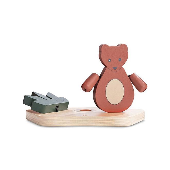 hauck دب هزّ اللعب من هاوك، لعبة رَتْل خشبية لتطوير الحواس، ملحق للعب على الكرسي العالي، 10 أشهر فما فوق، 19.5 × 11 × 13 سم - متعدد الألوان - Image 3