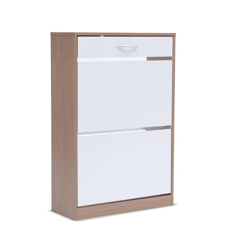 Pan Home رف أحذية زيمتاون 12 زوجًا مع 3 أدراج | أبيض وطبيعي | لوحة لوحة | 61x25x90 سم - Image 4