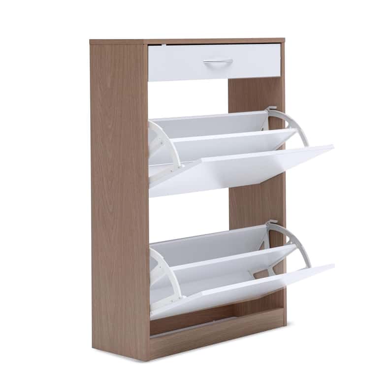 Pan Home رف أحذية زيمتاون 12 زوجًا مع 3 أدراج | أبيض وطبيعي | لوحة لوحة | 61x25x90 سم - Image 5