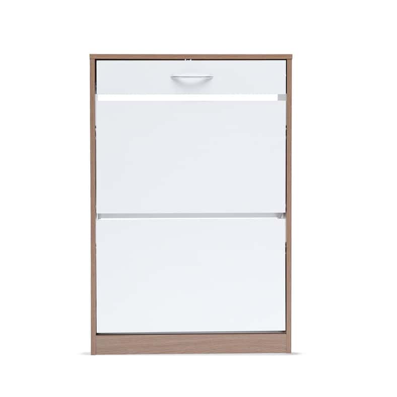 Pan Home رف أحذية زيمتاون 12 زوجًا مع 3 أدراج | أبيض وطبيعي | لوحة لوحة | 61x25x90 سم - Image 3