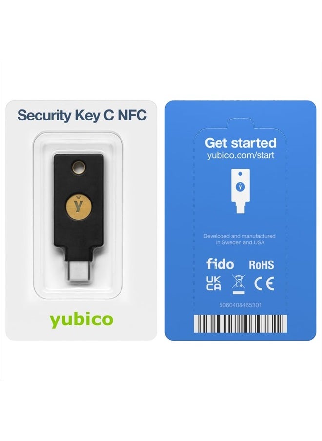 Security Key C NFC - Black- Two-Factor authentication (2FA) Security Key, Connect via USB-C or NFC, FIDO U2F/FIDO2 Certified