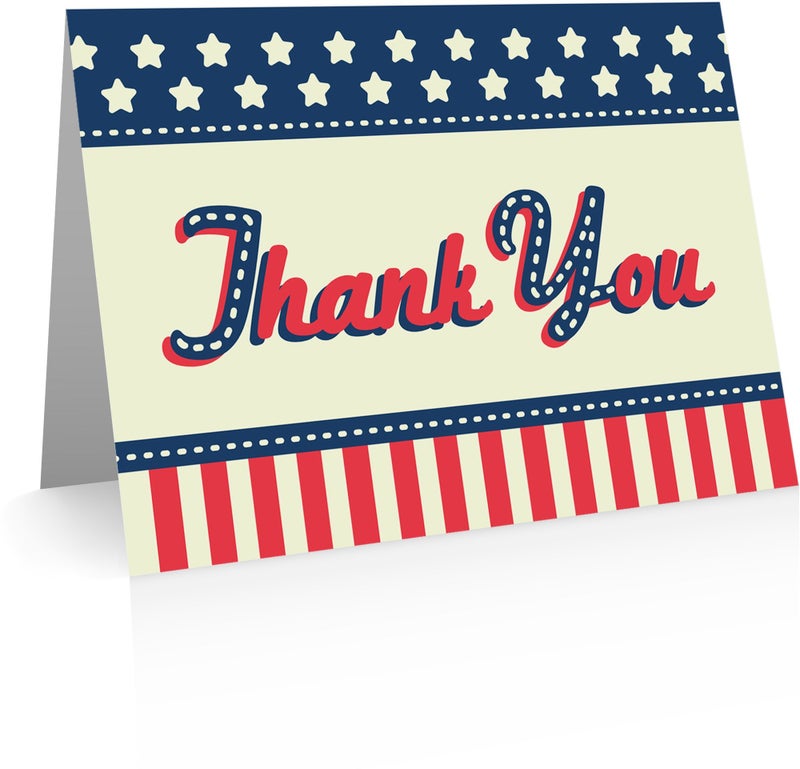 Little Notes by Comptime Patriotic Thank You Cards (24 Fold-over Cards and Envelopes) - Image 4