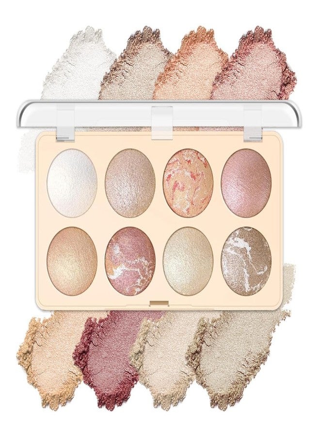 Aaiffey 8 Colors Nude Eyeshadow Palette,Gold Glitter Eye Shadow Blendable Cream Eyeshadow For Eye Highlighter Pink Makeup Shade Soft Powder,Highly Pigmented,Long Lasting (#02) - Image 1