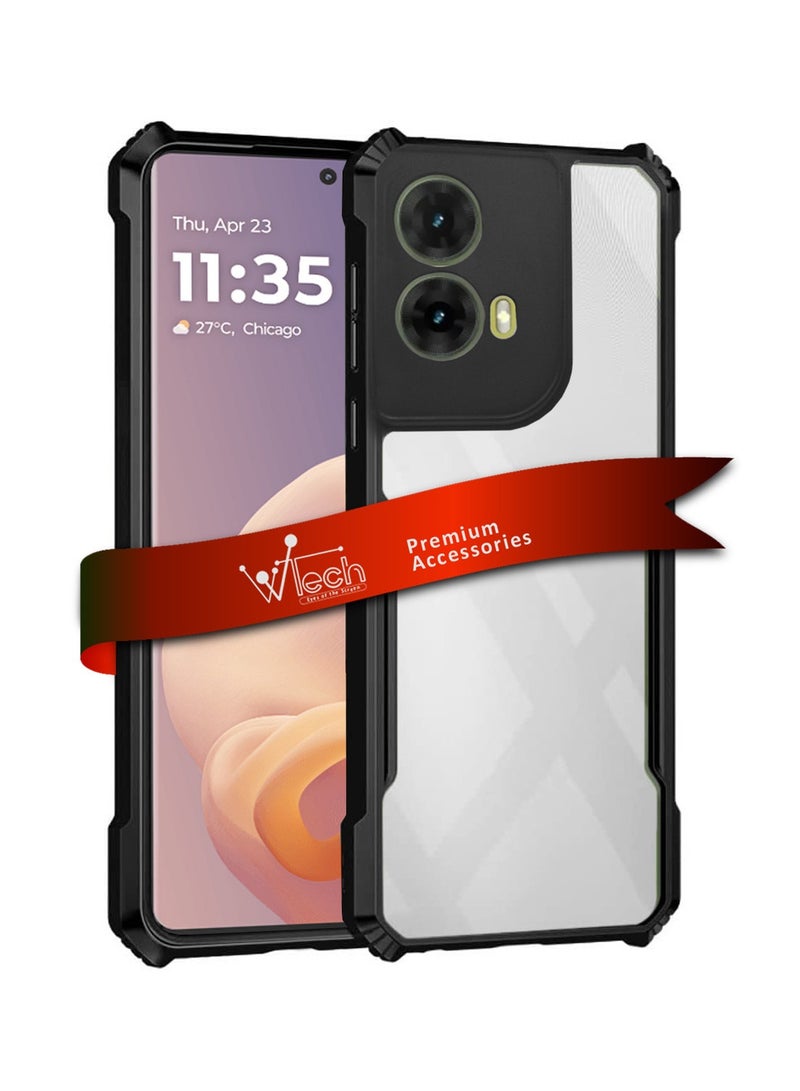 دبليو تيك موتورولا موتو G85 / موتورولا إيدج 50 فيوجن / موتورولا S50 نيو 5 جي 2024 هايبرد TPU سيليكون مع مصدات درع مرتفعة غطاء هيكل رفيع - أسود - Image 1